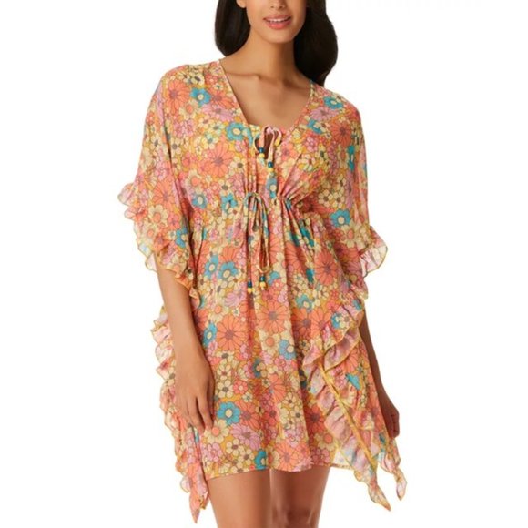 Jessica Simpson Floral Rendevous Frill Side Cover Up - Picture 1 of 2